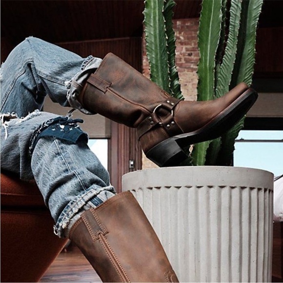 FRYE tall harness boots rustic size 6 - Picture 2 of 12